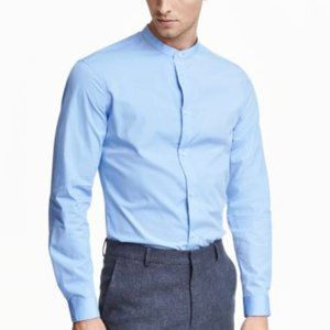 H&M Men’s Banded Collar Premium Cotton Shirt - 2XL